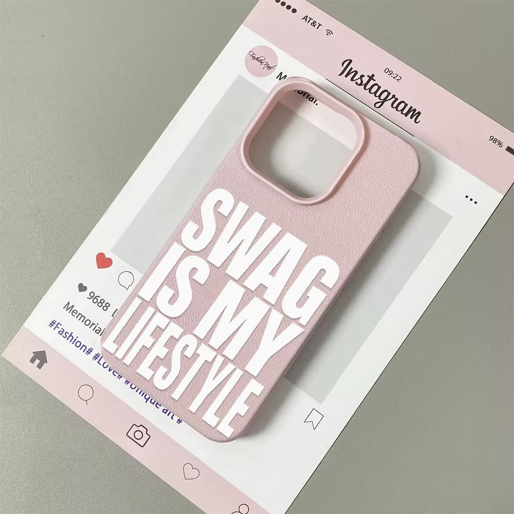 Swag Lifstyle Case for Iphone 17 16 15 14 13 12 11 Pro Max Silicone Leather Cover Iphone 13 15 16 17 Air Pro Max TPU Cover