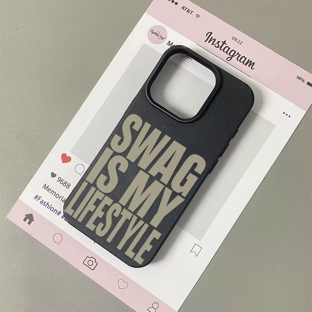 Swag Lifstyle Case for Iphone 17 16 15 14 13 12 11 Pro Max Silicone Leather Cover Iphone 13 15 16 17 Air Pro Max TPU Cover