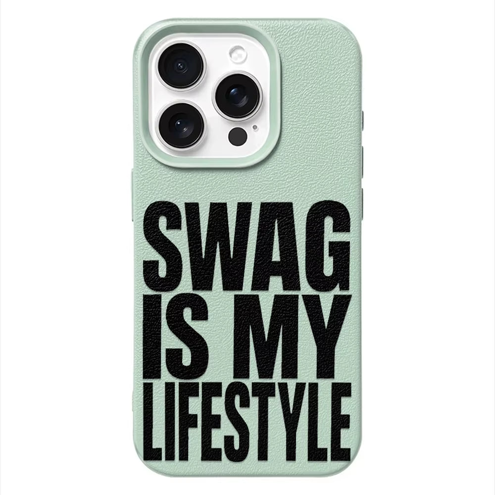 Swag Lifstyle Case for Iphone 17 16 15 14 13 12 11 Pro Max Silicone Leather Cover Iphone 13 15 16 17 Air Pro Max TPU Cover