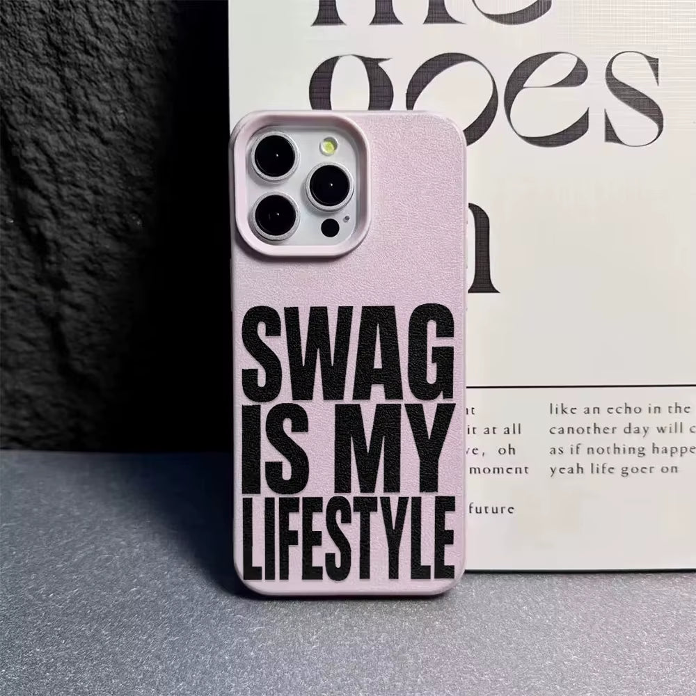 Swag Lifstyle Case for Iphone 17 16 15 14 13 12 11 Pro Max Silicone Leather Cover Iphone 13 15 16 17 Air Pro Max TPU Cover