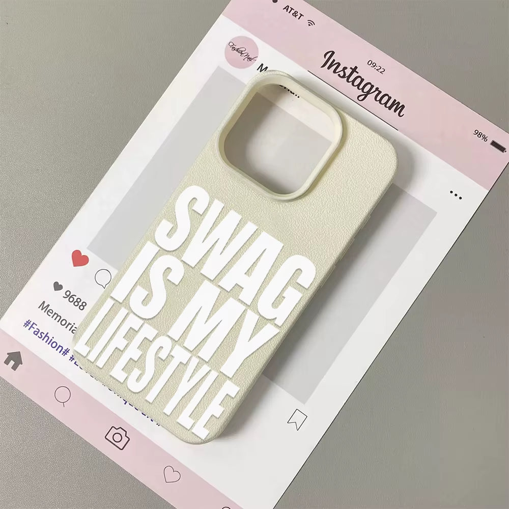 Swag Lifstyle Case for Iphone 17 16 15 14 13 12 11 Pro Max Silicone Leather Cover Iphone 13 15 16 17 Air Pro Max TPU Cover
