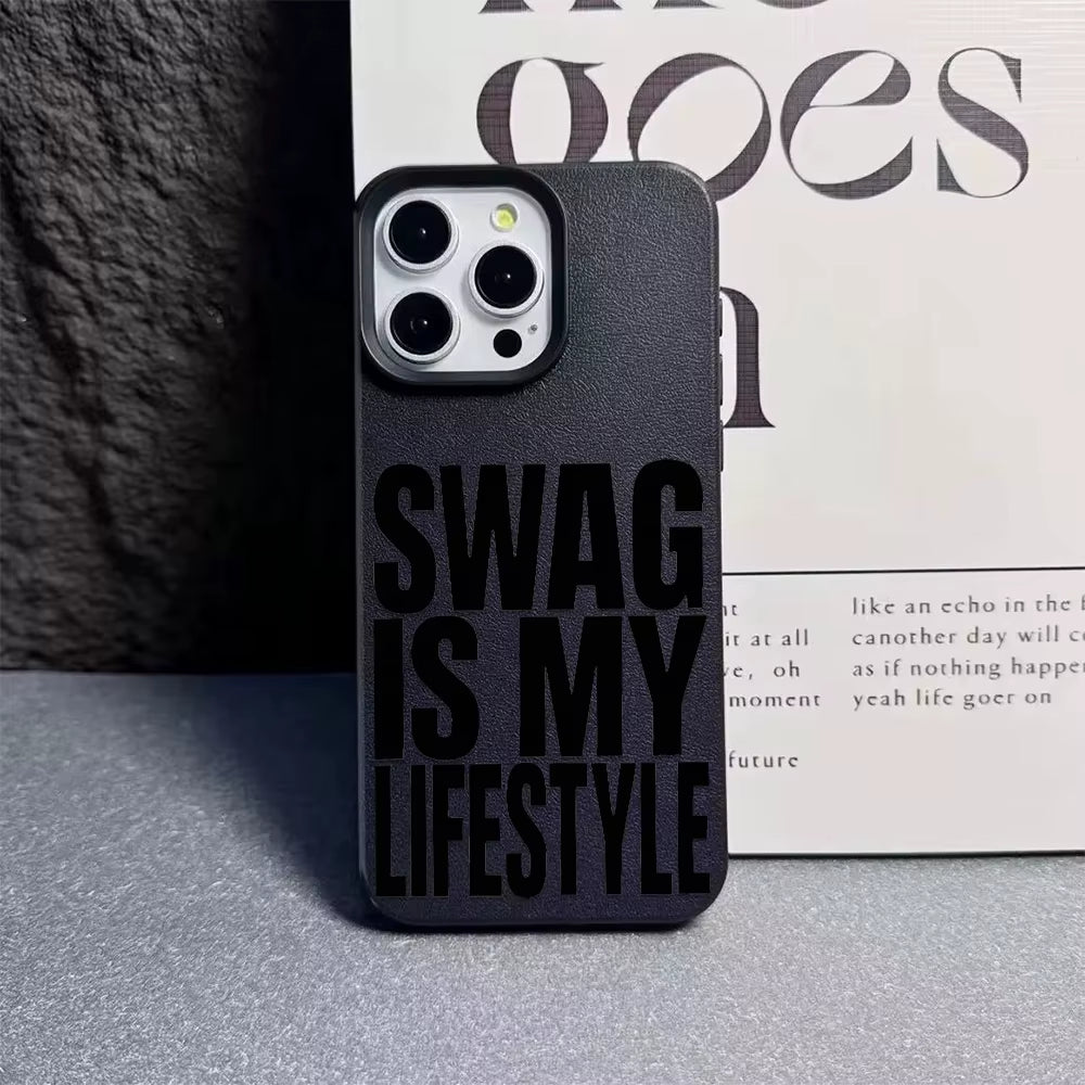 Swag Lifstyle Case for Iphone 17 16 15 14 13 12 11 Pro Max Silicone Leather Cover Iphone 13 15 16 17 Air Pro Max TPU Cover