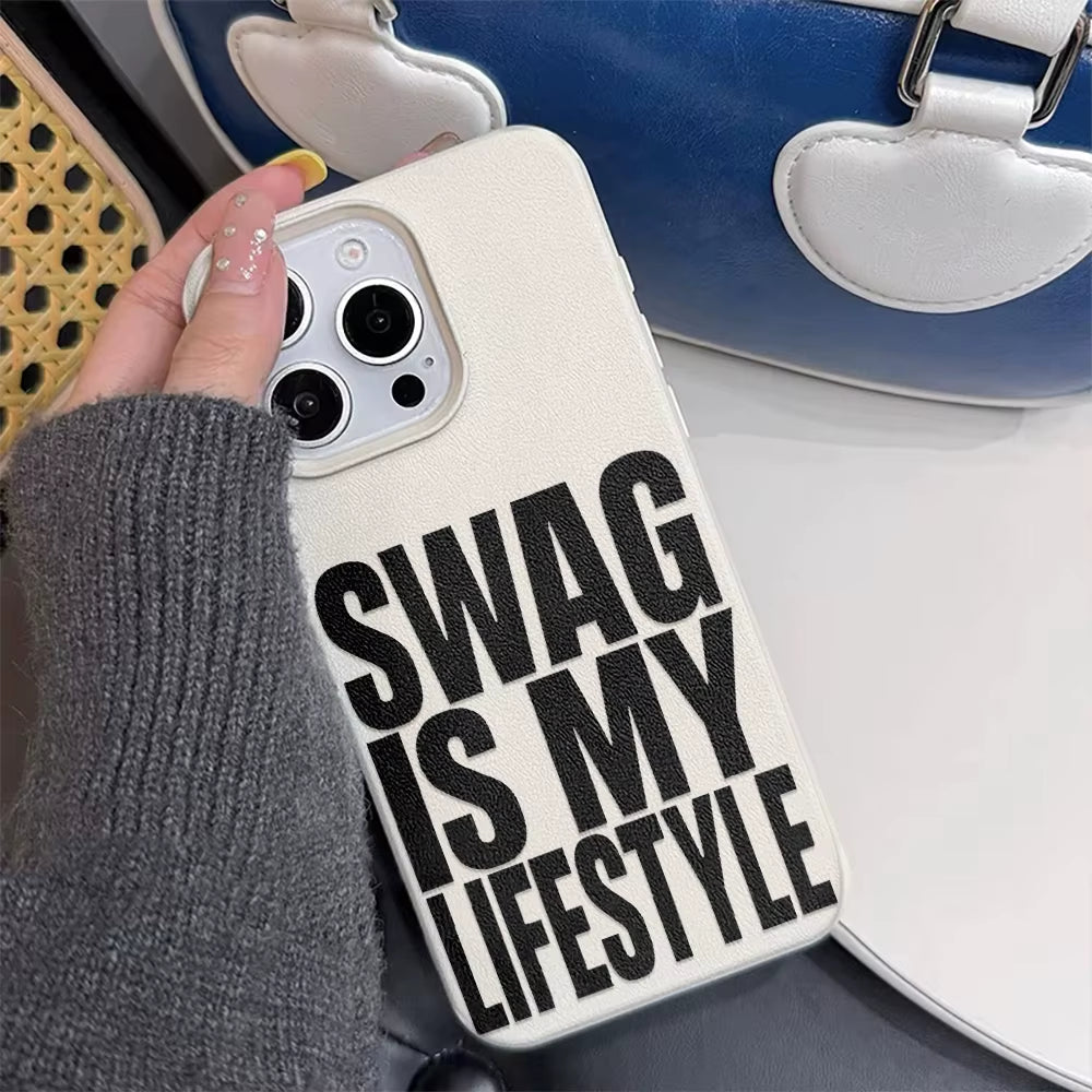 Swag Lifstyle Case for Iphone 17 16 15 14 13 12 11 Pro Max Silicone Leather Cover Iphone 13 15 16 17 Air Pro Max TPU Cover