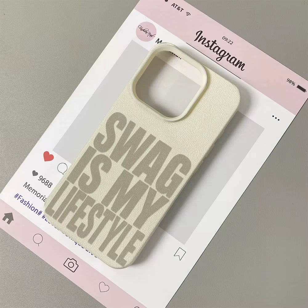 Swag Lifstyle Case for Iphone 17 16 15 14 13 12 11 Pro Max Silicone Leather Cover Iphone 13 15 16 17 Air Pro Max TPU Cover
