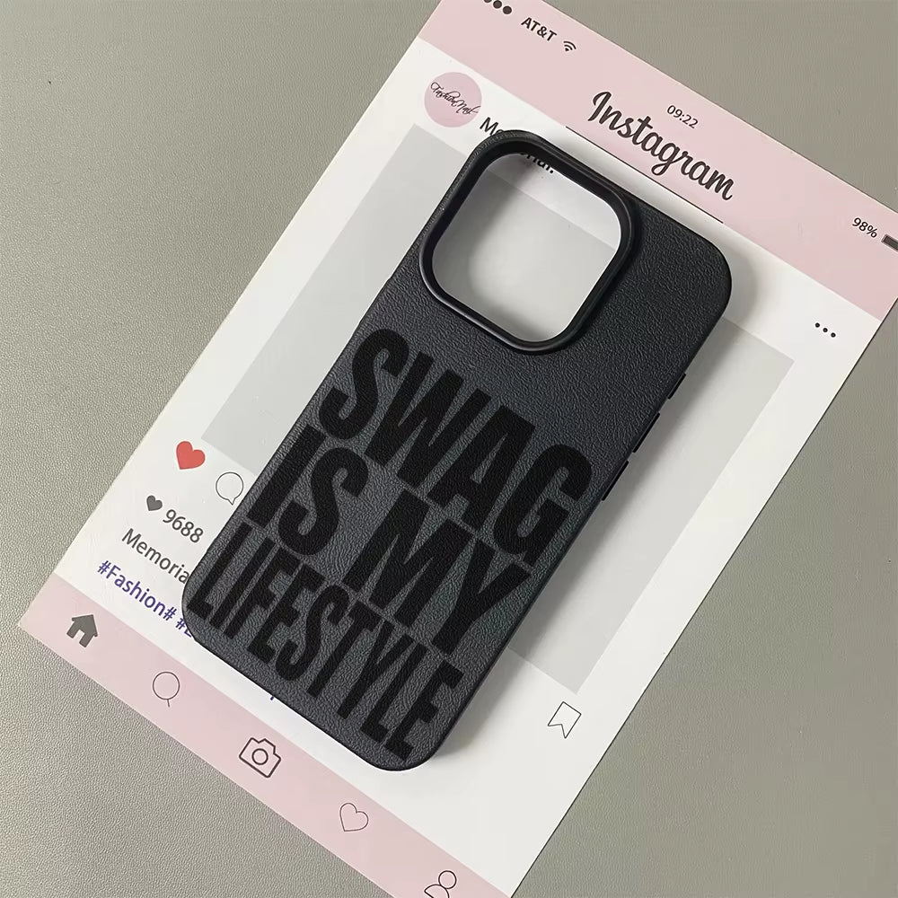 Swag Lifstyle Case for Iphone 17 16 15 14 13 12 11 Pro Max Silicone Leather Cover Iphone 13 15 16 17 Air Pro Max TPU Cover