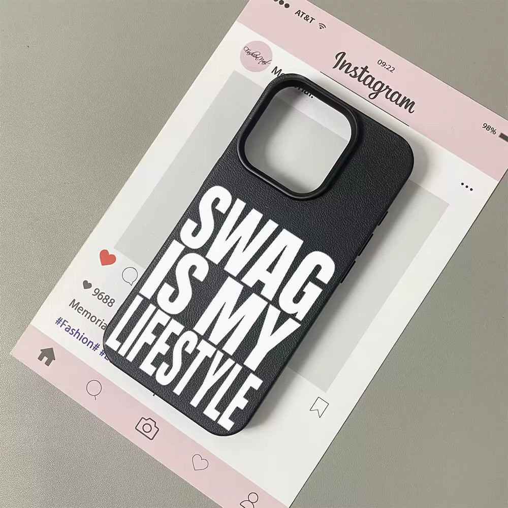 Swag Lifstyle Case for Iphone 17 16 15 14 13 12 11 Pro Max Silicone Leather Cover Iphone 13 15 16 17 Air Pro Max TPU Cover