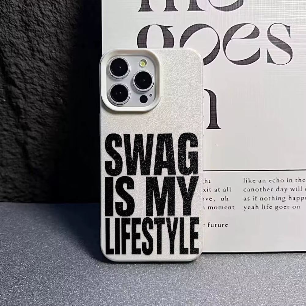 Swag Lifstyle Case for Iphone 17 16 15 14 13 12 11 Pro Max Silicone Leather Cover Iphone 13 15 16 17 Air Pro Max TPU Cover