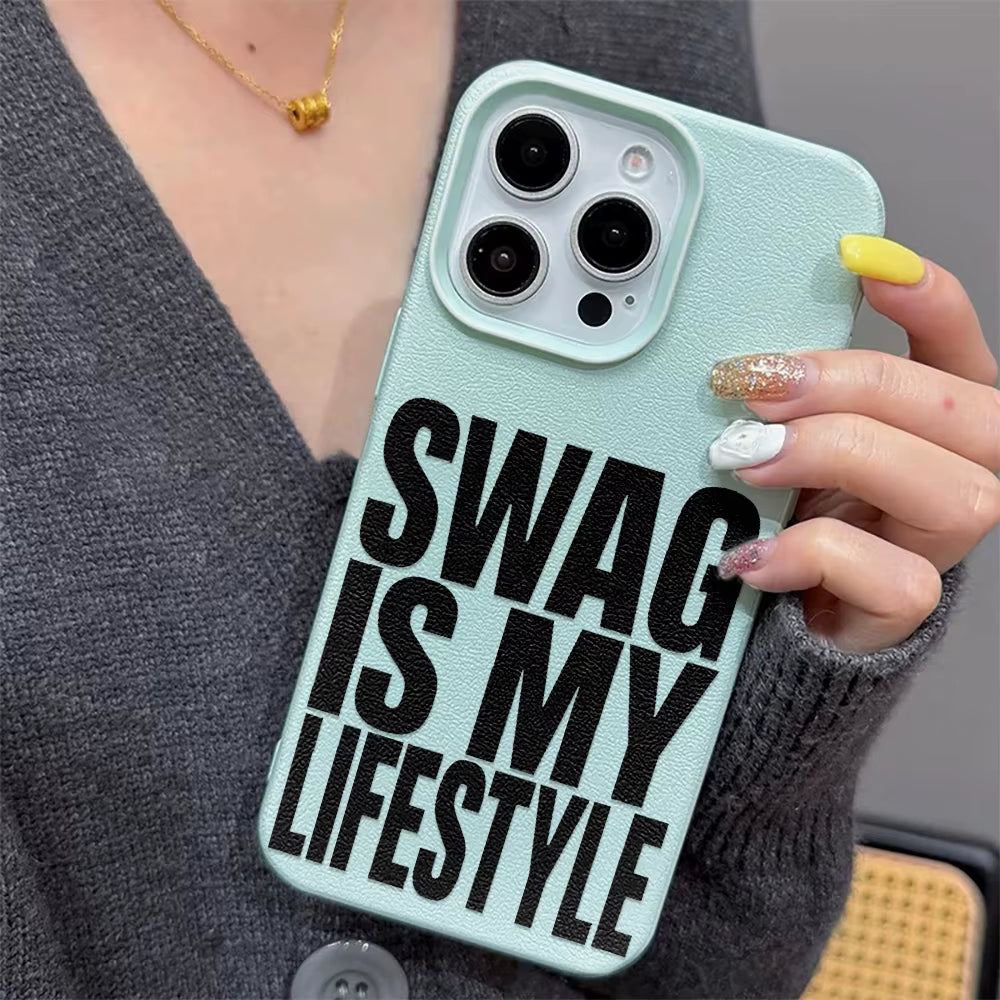 Swag Lifstyle Case for Iphone 17 16 15 14 13 12 11 Pro Max Silicone Leather Cover Iphone 13 15 16 17 Air Pro Max TPU Cover